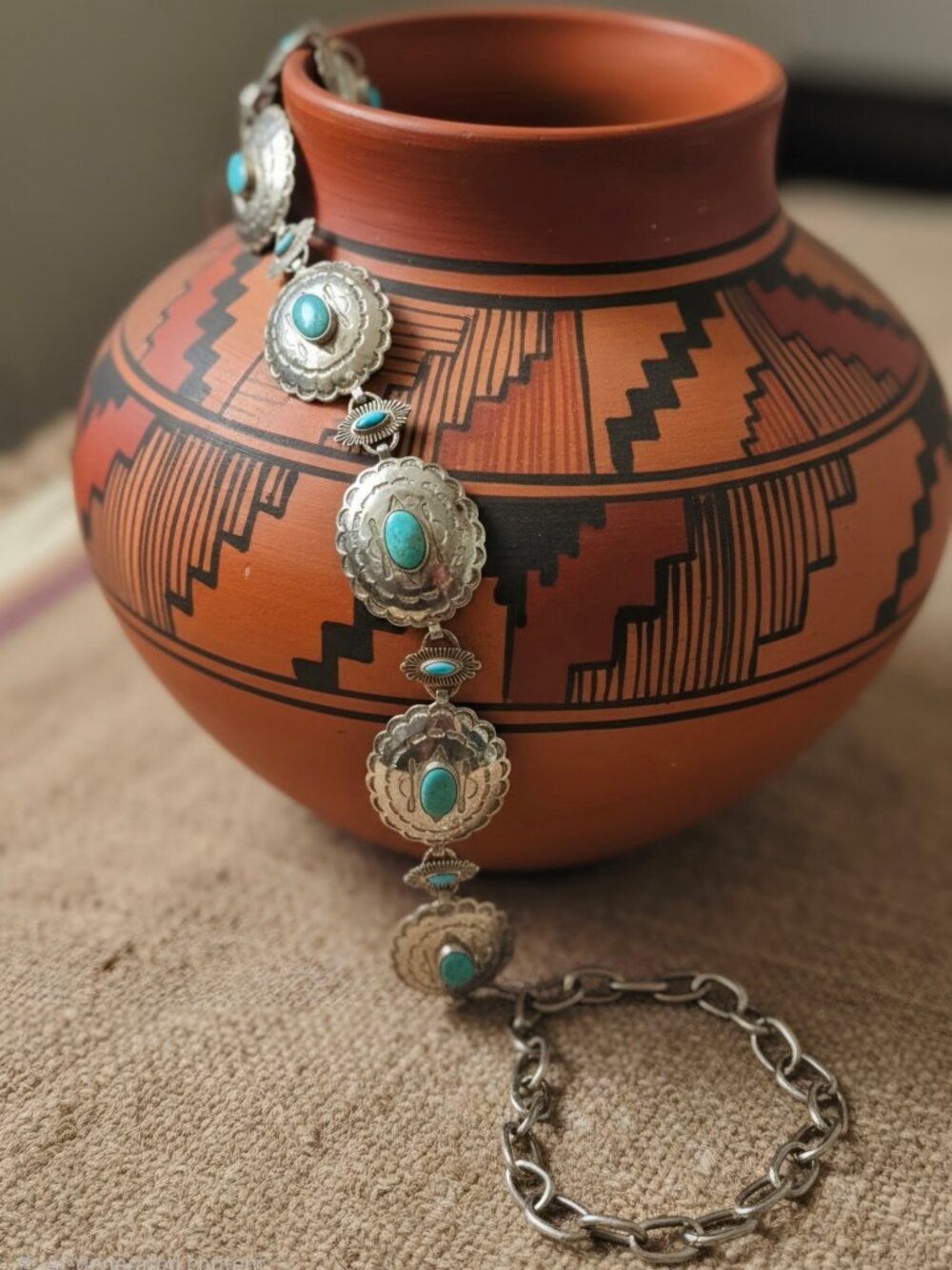 Vintage 1950's Rare Tyrone Turquoise Link Concho Belt